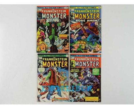 FRANKENSTEIN MONSTER #12, 13, 16, 17 - (4 in Lot) - (1974/75 - MARVEL - UK Price Variant) - Val Meyerick interior art - Flat/