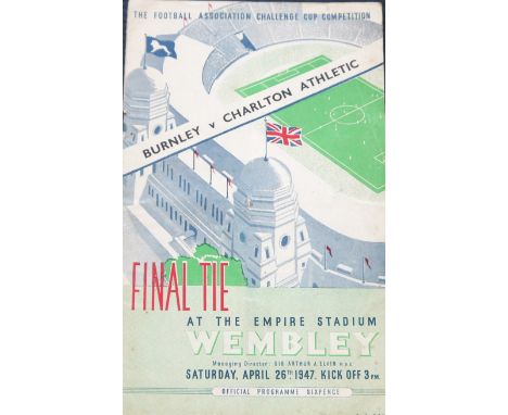 1947 FA CUP FINAL BURNLEY V CHARLTON ATHLETIC
26th April 1947 slight fold &amp; slight staple rust