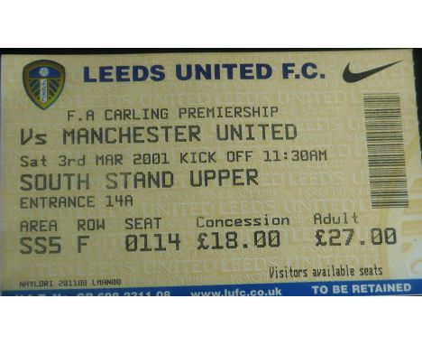 2000-01 LEEDS UNITED V MANCHESTER UNITED TICKET
3rd March 2001 very good condition&nbsp;