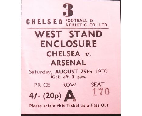 1970-71 CHELSEA V ARSENAL TICKET
29th Aug 1970 in good condition&nbsp;