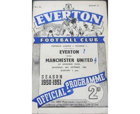 1950-51 EVERTON V MANCHESTER UNITED
28th October 1950 score noted on cover &amp; team page&nbsp;