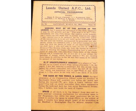 1945-46 LEEDS UNITED V GRIMSBY TOWN
9th March 1946 4 page programme with slight fold &amp; score noted on team page