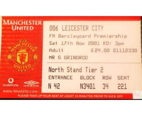 2001-02 MANCHESTER UNITED V LEICESTER CITY
17th November 2001 in very good condition&nbsp;