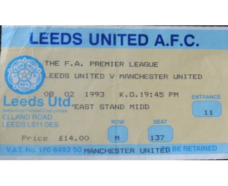 1992-93 LEEDS UNITED V MANCHESTER UNITED TICKET
2nd August 1993 good condition&nbsp;