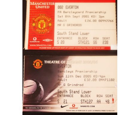 MANCHESTER UNITED V EVERTON 2001-02 &amp; 2005-06 TICKETS
8th September 2001 and 11th December 2005 good condition
