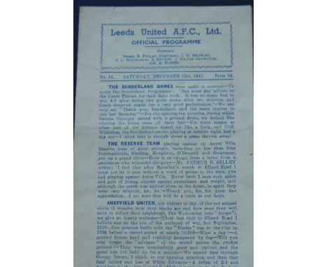 1945-46 LEEDS UNITED V SHEFFIELD UNITED
15th December 1945 4 page programme with slight fold &amp; fscore noted on team page&