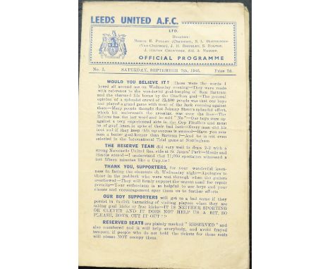 1946-47 LEEDS UNITED V SHEFFIELD UNITED
Rare 4 page edition 7th September 1946 slight age related wear and score noted