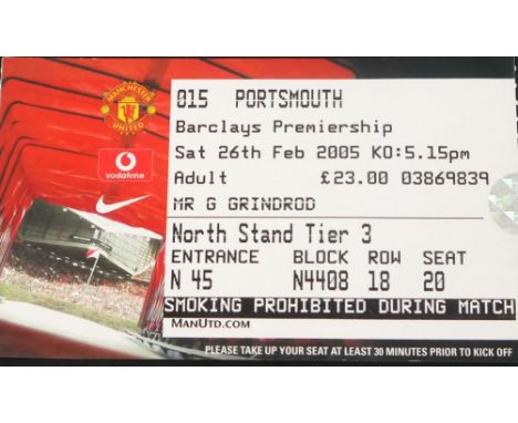2004-05 MANCHESTER UNITED V PORTSMOUTH TICKET
26th February 2005 in good condition&nbsp;