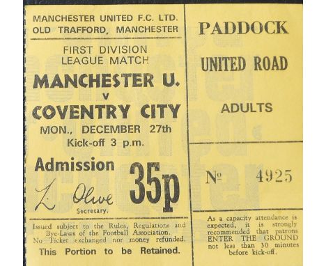 1971-72 MANCHESTER UNITED V COVENTRY CITY TICKET
27th December 1971 in very good condition&nbsp;