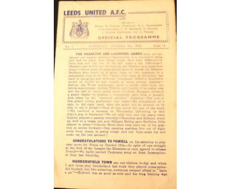 1946-47 LEEDS UNITED V HUDDERSFIELD TOWN
5th October 1946 4 page programme with fold, small tear top edge &amp; score noted o