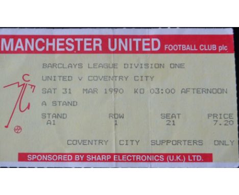 1989-90 MANCHESTER UNITED V COVENTRY CITY TICKET
31st March 1990 slight fold