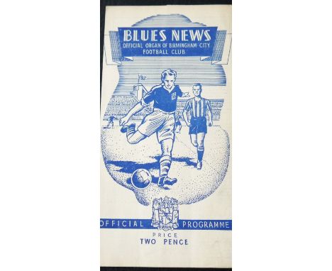 1948-49 BIRMINGHAM CITY V ASTON VILLA
30th April 1949 in good condition