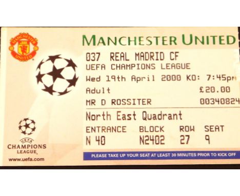 1999-2000 MANCHESTER UNITED V REAL MADRID CHAMPIONS LEAGUE TICKET