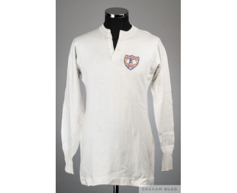 Roy Goodall white England Football League v. Scottish Football League match worn shirt, 1925-26 with button-up collar and emb