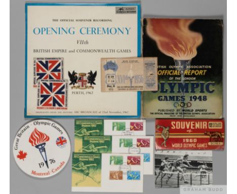 Commonwealth and Olympic Games ephemera,  comprising a British Olympic association official report of the 1948 Olympic Games;