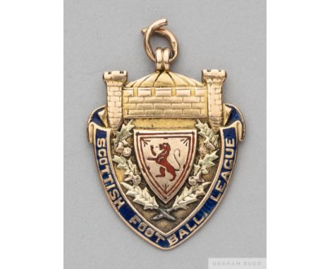 15ct gold and enamel Scottish Football League Champions medal, 1890-91 the obverse inscribed SCOTTISH FOOTBALL LEAGUE, the re