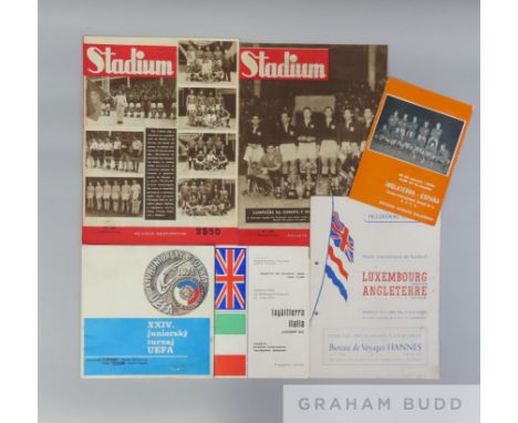 England away programmes and newspaper style programmes, including 1946 Luxembourg v England 16-page official programme for th