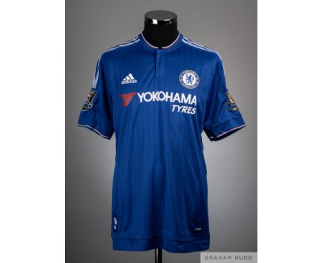 Diego Costa No.19 Chelsea match worn/issued short-sleeved shirt, 2015-16, Adidas, 8 with button-up collar and printed Chelsea