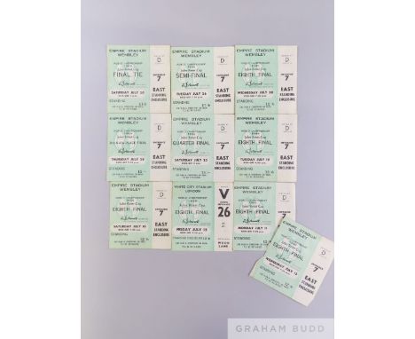 A set of ten 1966 World Cup ticket stubs for matches played at Wembley and White City including Final, Semi-Final and 3rd & 4