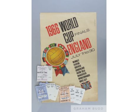 Carvosso 1966 World Cup posterfeaturing the host cities and featuring a football rosette design, all 50.5 x 31.5cm, printed b