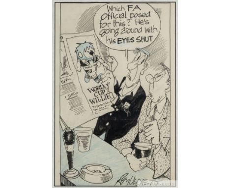 Roy Ullyett (British, 1914-2001) WORLD CUP WILLIE 1966 an original artwork by the celebrated Fleet Street cartoonist, publish