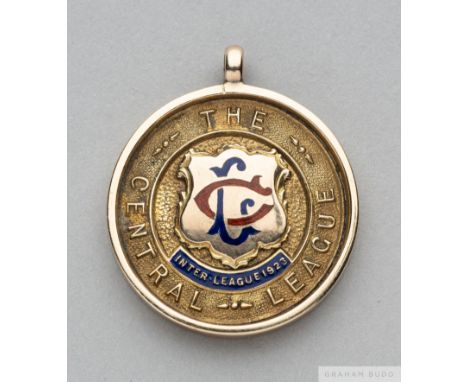 Roy Goodall 9ct gold and enamel The Central League Medal the obverse inscribed THE CENTRAL LEAGUE INTER-LEAGUE 1923, the reve