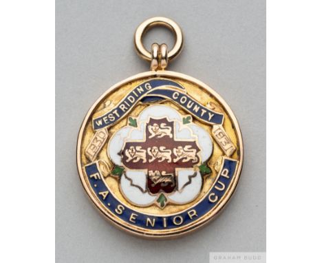 Roy Goodall 9ct gold and enamel West Riding Senior Cup medal the obverse inscribed WEST RIDING COUNTY, F.A.SENIOR CUP, with r