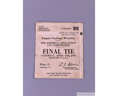 F.A. Cup Final ticket for Arsenal v. Huddersfield Town, 26th April 1930 No.967