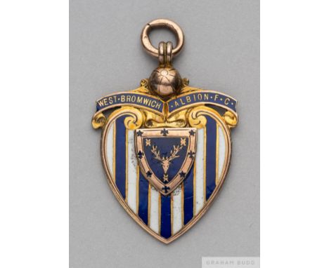 Harry Keys 9ct gold and enamel F.A.Cup semi-final commemoration medal, 1906-07  the obverse inscribed WEST BROMWICH ALBION F.