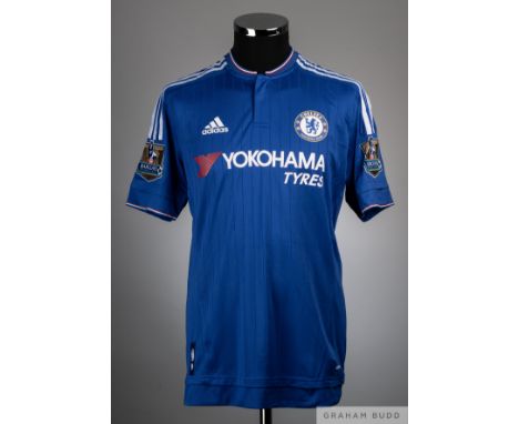 Cesc Fabregas No.4 Chelsea match worn/issued short-sleeved shirt, 2015-16, Adidas, 6 with button-up collar and printed Chelse