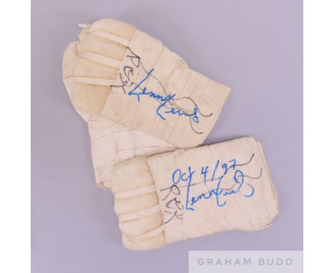 The hand wraps used by Lennox Lewis in his WBC Heavyweight Title defence bout v Andrew Golota, held in Atlantic City on 4th O