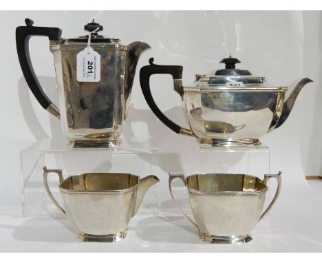 A four piece silver tea service by Harrison Brothers &amp; Howson, Sheffield 1943, 1758gms Condition Report: Available upon r