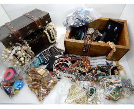 Two boxes full of vintage costume jewellery Condition Report: Not available for this lot