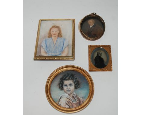 A painted portrait miniature and three other miniatures (2) Condition Report: Available upon request