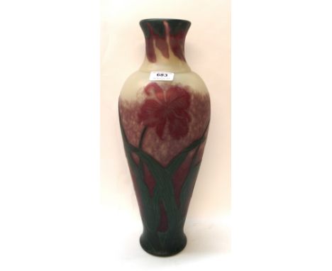 A Le Rosey, Paris cameo art glass vase decorated with flowers, 44cm high Condition Report: nice condition. 