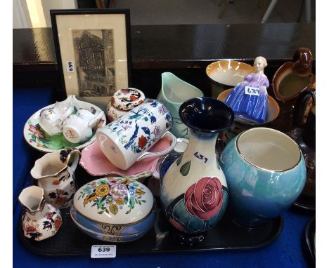 Old Tupton Ware Glasgow rose decorated vase, Doulton figure Marie, Japanese egg shaped trinket box and assorted other items C