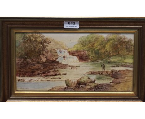 A painted porcelain tile entitled "On The Clyde" Condition Report: Available upon request