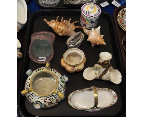 A Royal Worcester floral decorated pot, Noritake basket, faience pot, Vasart vase and other items Condition Report: Available