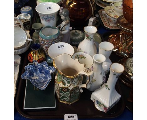 A Spode leaf shaped pickle dish, a Charlotte Rhead for Bursleyware vase, Wedgwood Jasperware, Nao figure etc Condition Report