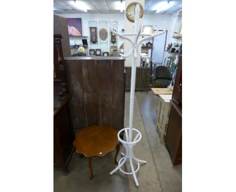 A painted bentwood coat stand and an occasional table