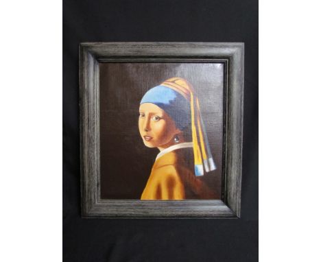 A 20th Century portrait of female wearing blue head scarf, oil on canvas, 44x40cm
