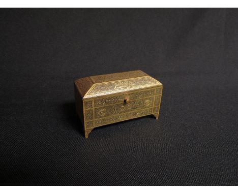A brass trinket box, 9cm long