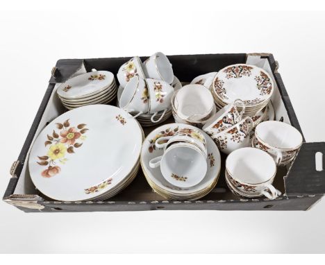 A Czechoslovakian floral decorated part tea and dinner service, and a further Colclough part tea service. (1 box)