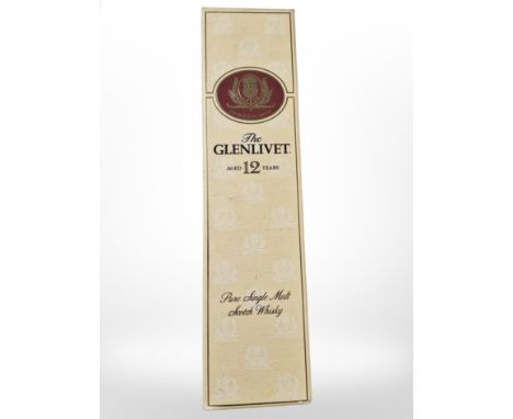 A bottle of Glenlivet aged twelve years pure single malt scotch whisky, 700ml, in carton.