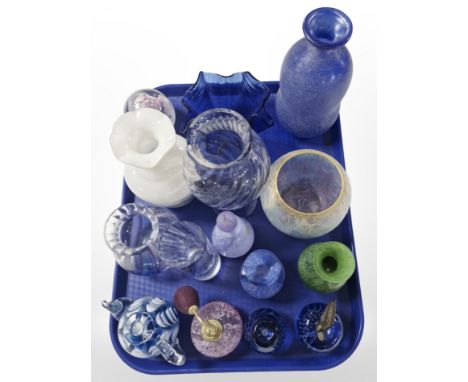 A group of Art Glass vases, bowls, papweights, atomiser etc 