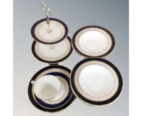 A tray of Royal Worcester Regency china including bowls, cake stand etc.