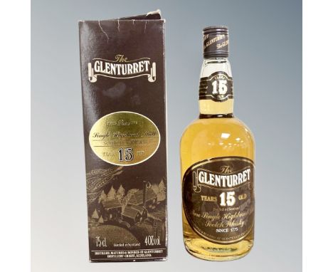 The Glenturret single Highland Malt Scotch Whisky aged 15 years, 75cl, boxed.
