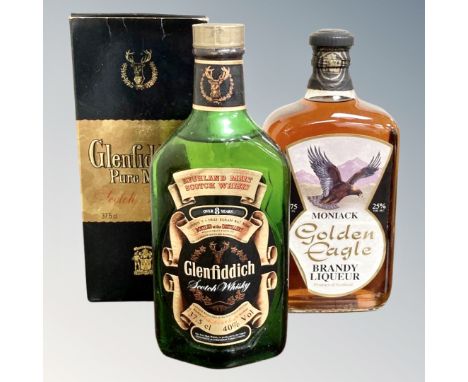 Glenfiddich Pure Malt Scotch whisky, 37.5cl, together with Moniack Golden Eagle brandy liqueur 75cl. (2)