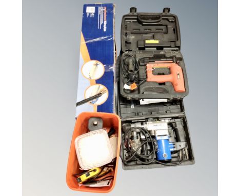 A Professional tiling kit together with a box of tiling accessories and cased power tools 