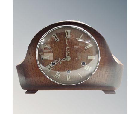 A 1930's Smith's oak cased Westminster chime mantel clock 